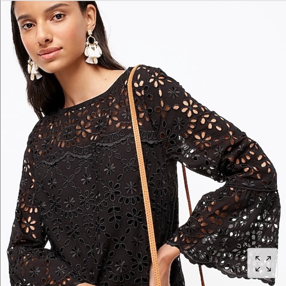 J. Crew Bell-sleeve dress in embroidered eyelet - Picture 2 of 13